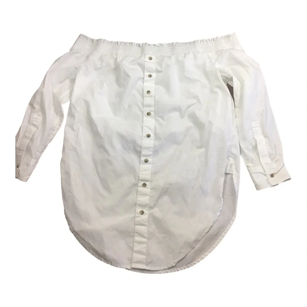 Anthropologie White Off-Shoulder Tunic Relaxed Fit - Picture 8 of 10